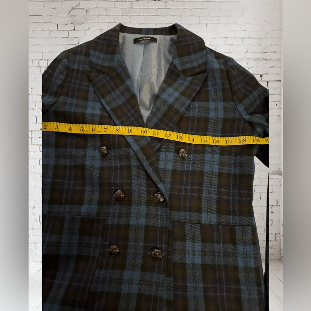 Doe & Rae Blue Plaid Blazer Sz M NWOT | Double Breasted Boutique Layer - Picture 6 of 8